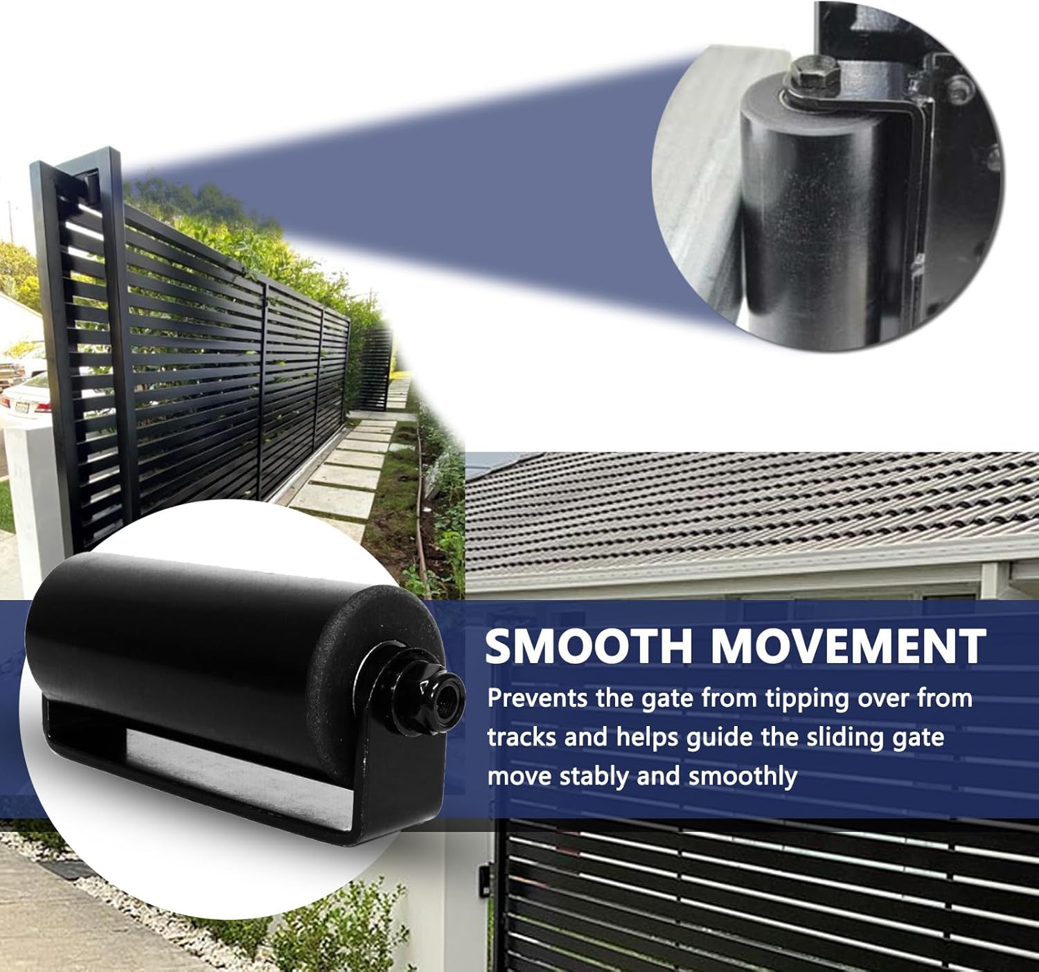 2Pack Sliding Rolling Gates Guider with Post Welded Bracket, Slide Gate Guide Roller, Heavy Duty Sealed Ball Bearing Side Roller Assembly (A-6 Inches-2 Pack)