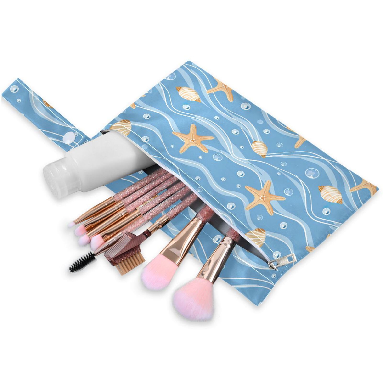 Coikll Wet Dry Bags for Cloth Diaper 2 Pack Waterproof Yoga Gym Bag for Swimsuit Wet Clothes Baby Items-?Starfish and Conch?