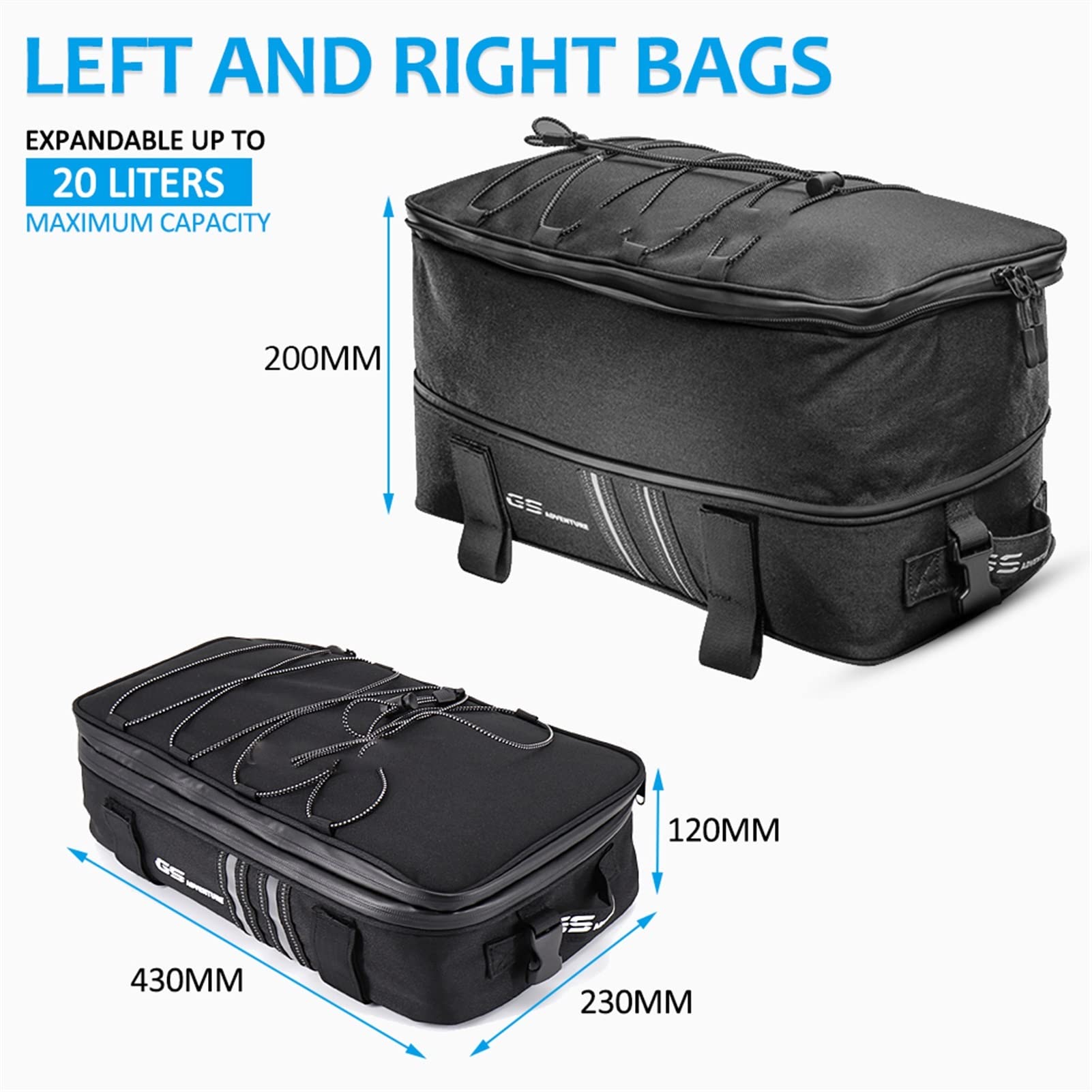 Accessori Moto BMW R 1200 1250 GS LC Adventure: Borse Superiori, Laterali e da Viaggio per F650GS G310GS ADV (Color: 3bags-aset)