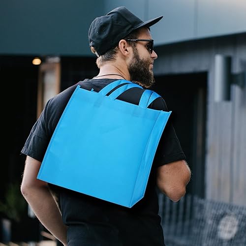 Miniatura 7 de Boao Paquete de 24 bolsas de mano no tejidas reutilizables para regalo, 12 colores, multicolor, bolsas de comestibles de 13 x 11 pulgadas, bolsa de