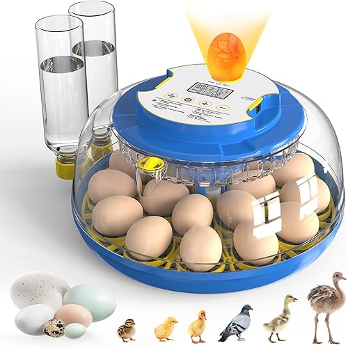 Incubators for Hatching Eggs, 18 Eggs Incubators with Egg Candler Automatic Egg Turner, Temperature & Humidity Control, Full Viewing for Chicken, Duck, Quail, Goose, Parrot and Pigeon