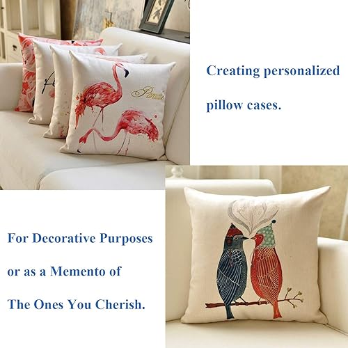Miniatura 6 de Funda de almohada de lino de 16 x 16 pulgadas, 4 fundas de almohada de lino para sofá, proyectos de vinilo, impresión personalizada de prensa de
