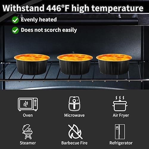 Miniatura 7 de ylnurac Paquete de 100 tazas de aluminio para hornear con tapas y cucharas, tazas de postre de 5 onzas, mini moldes para pasteles con tapas para