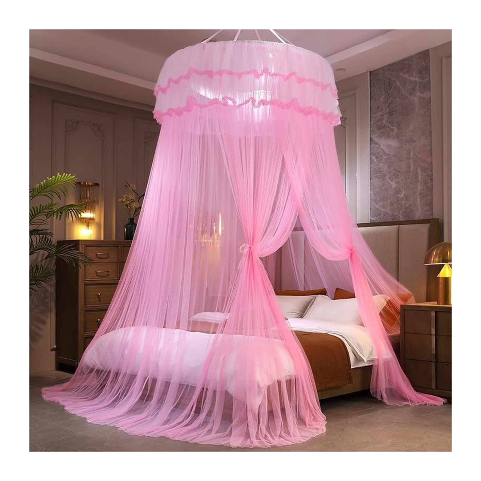 Filet à baldaquin rond princesse multicolore dentelle pour lit enfant et grand dôme