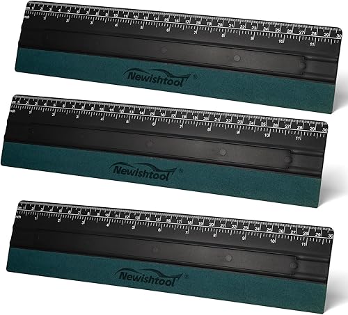 Miniatura 8 de NEWISHTOOL Escobilla de vinilo para vinilo, papel tapiz de gran tamaño, 3 unidades de 9.8 in con regla y borde de fieltro de microgamuza para hacer