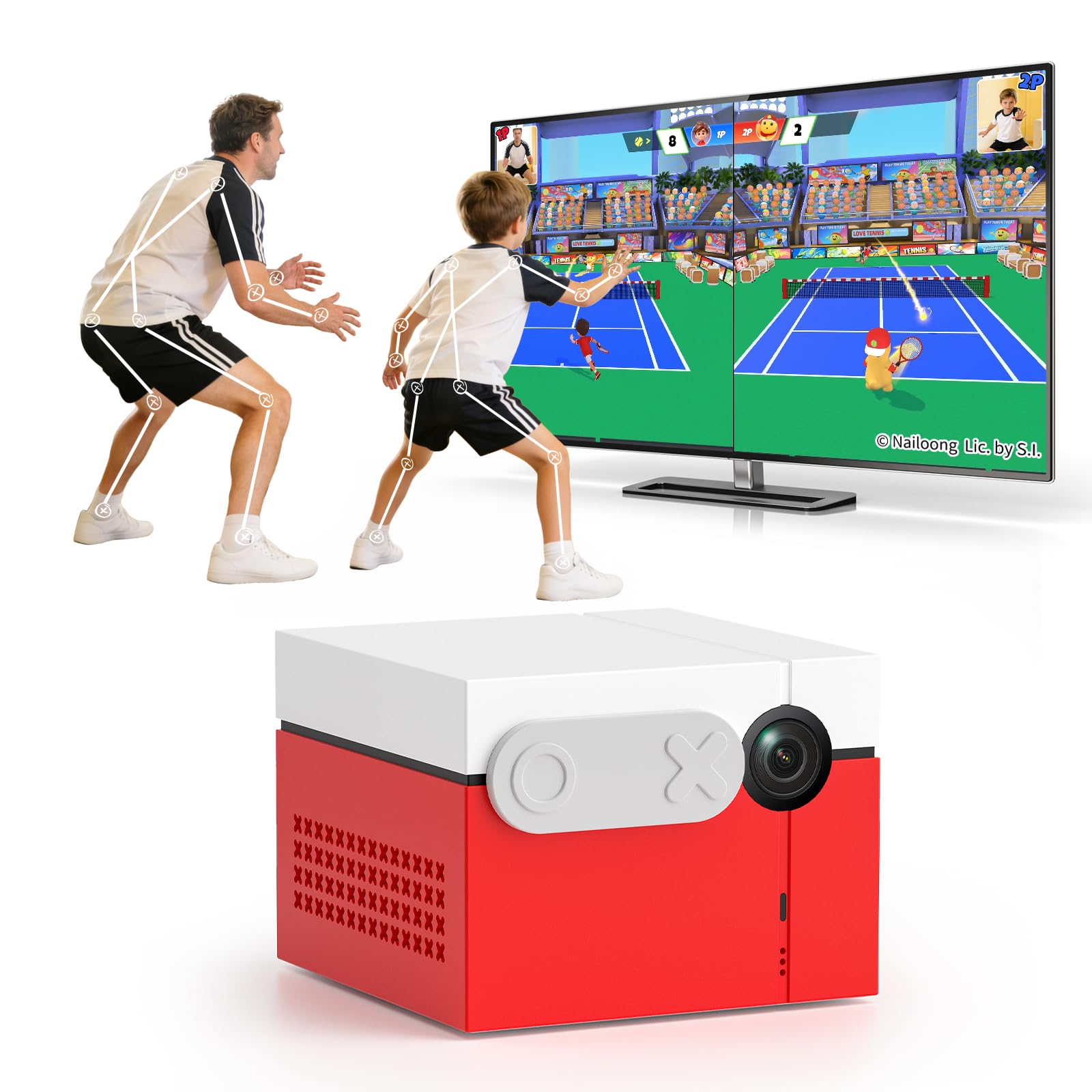 Kinhank MotionX Spielkonsole für Kinder & Familie mit KI Bewegungsspielen | Monatliche Updates, Keine Abonnements, Kein Controller Erforderlich, 40+ Interaktive Familienspiele,Plug & Play SpieleKonsole