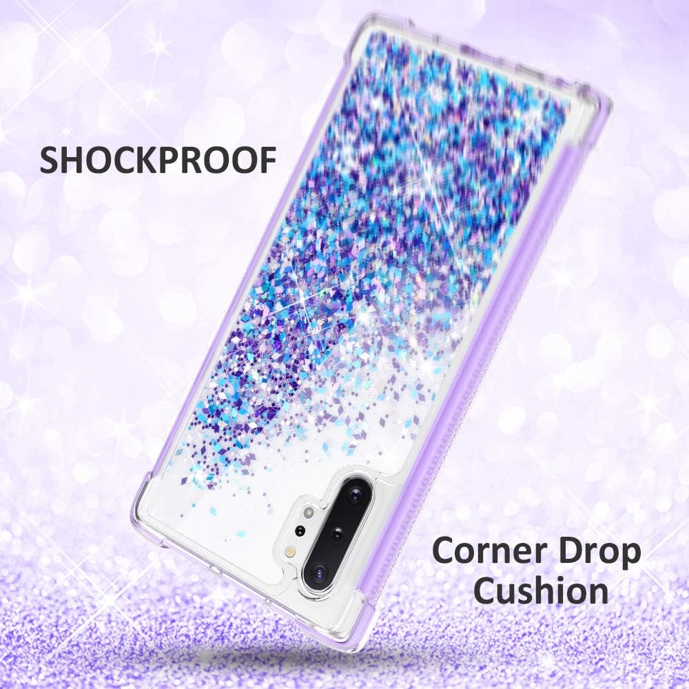 Caka Galaxy Note 10 Plus Case, Note 10 Plus Glitter Liquid Full Body Case Bling Sparkly Girly Girls Women Protective Bumper Without Built in Screen Protector Case for Galaxy Note 10 Plus 5G (Purple)