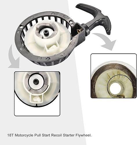 Miniatura 3 de GOOFIT Arrancador de aluminio negro con tornillos para 2 tiempos 47cc 49cc Pocket Bike Mini Bike Dirt Bike Scooter ATV Quad motocicleta