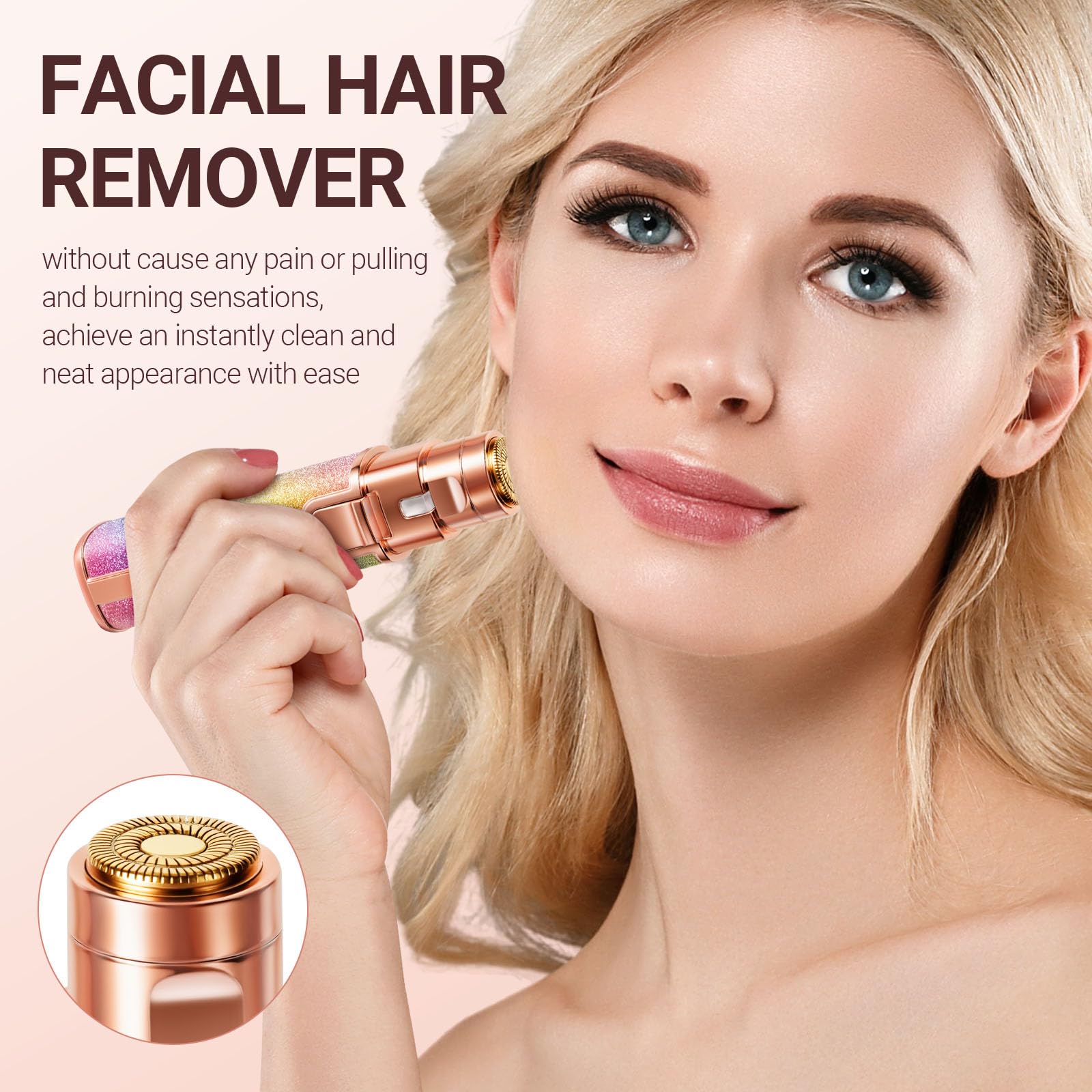 Afeitadora eléctrica portátil 2 en 1, recortadora de vello facial y nariz, eliminación de cera de oídos con cortaúñas y caja de almacenamiento, depilación facial recargable para mujeres, labio