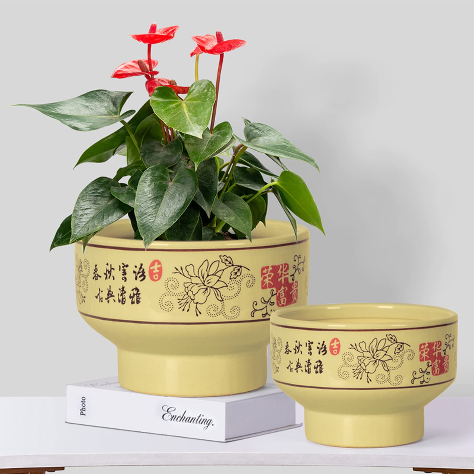 Vasi da Giardino Vasi per fioriere in Ceramica da 6,6/8/9,8 Pollici con Fori di drenaggio, fioriera retrò per Piante da Interno, Piante grasse, Fiori