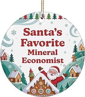 Santa’s Favorite Mineral Economist Ornament Gifts for Resource Economist Staff Employee - Xmas Party Decoration - Ceramic Ornament for Christmas Tree Hanging - Holiday, New Year