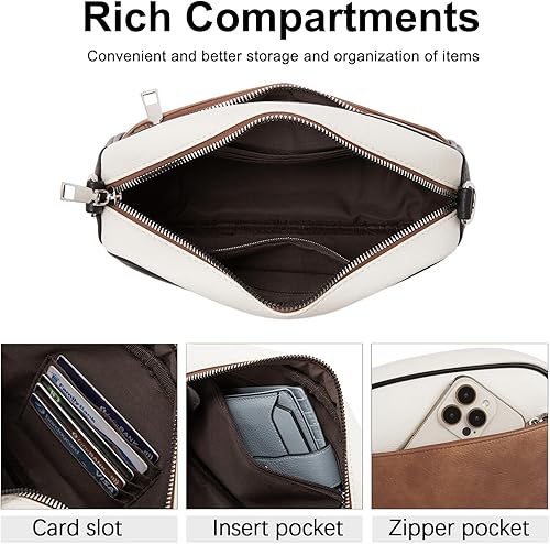 Miniatura 3 de CLUCI - Bolsas cruzadas para mujer, bolsas de hombro de cuero vegano, bolsas para mujer con correa ancha ajustable