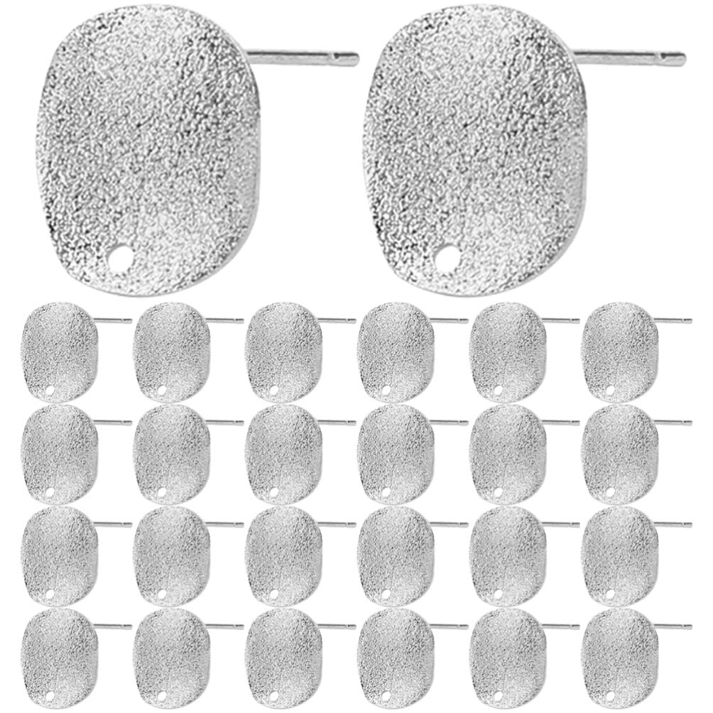 Milisten30pcs Stainless Steel Earrings Posts Round Blank Peg Earrings Posts Flat Pad Ear Components Earring Making Findings for Earring Making DIY Crafts(Silver)