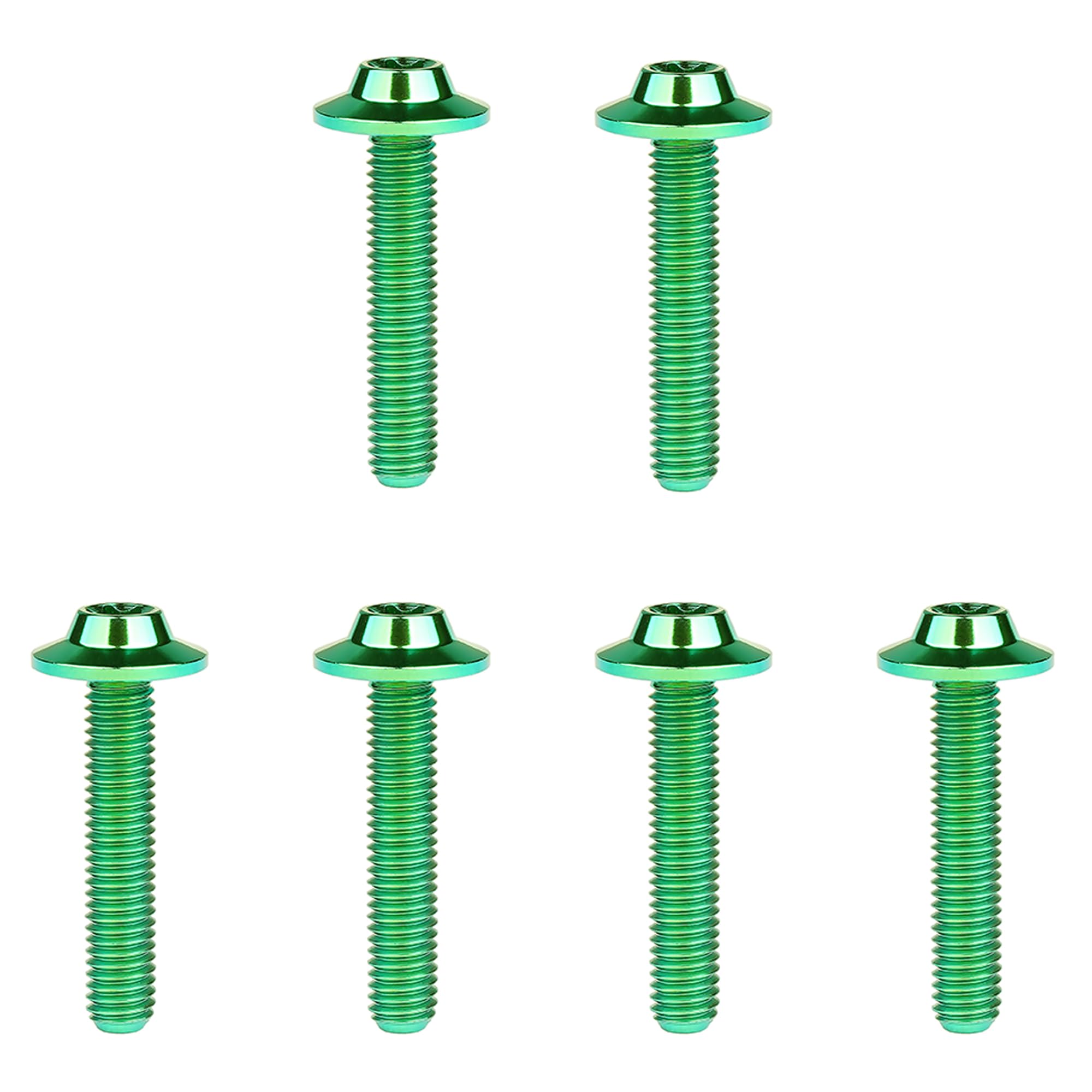 DWAMMEBRS Bolt M5 M6x10 12 15 20 25 30 35mm T25 T30 Torx Head Screw Pack of 6(Green,M6x25mm)