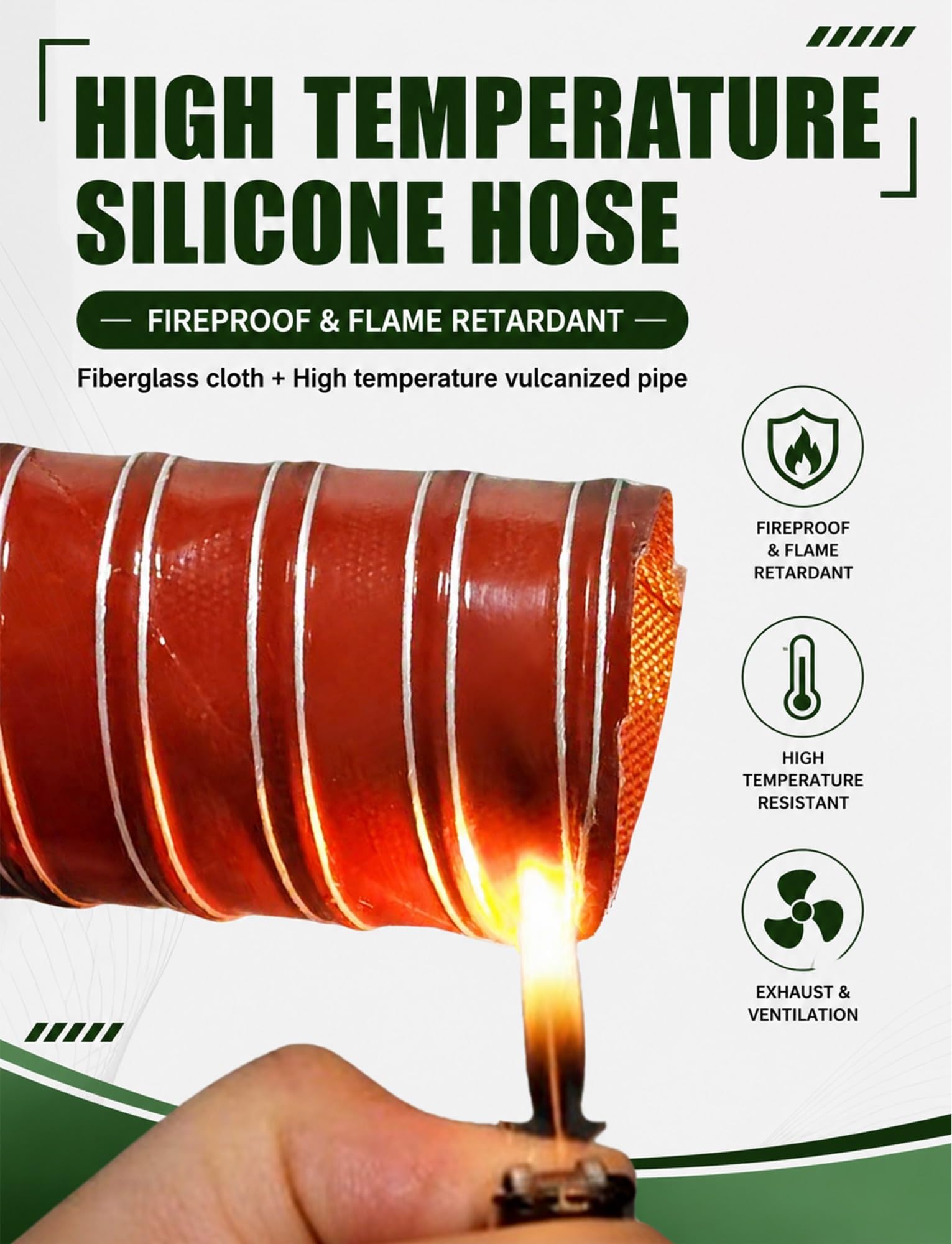 Tubo flessibile in silicone | 100-400cm for Aspirazione Fumi: Scarico Aria Calda(7cm/2.76in,400cm)
