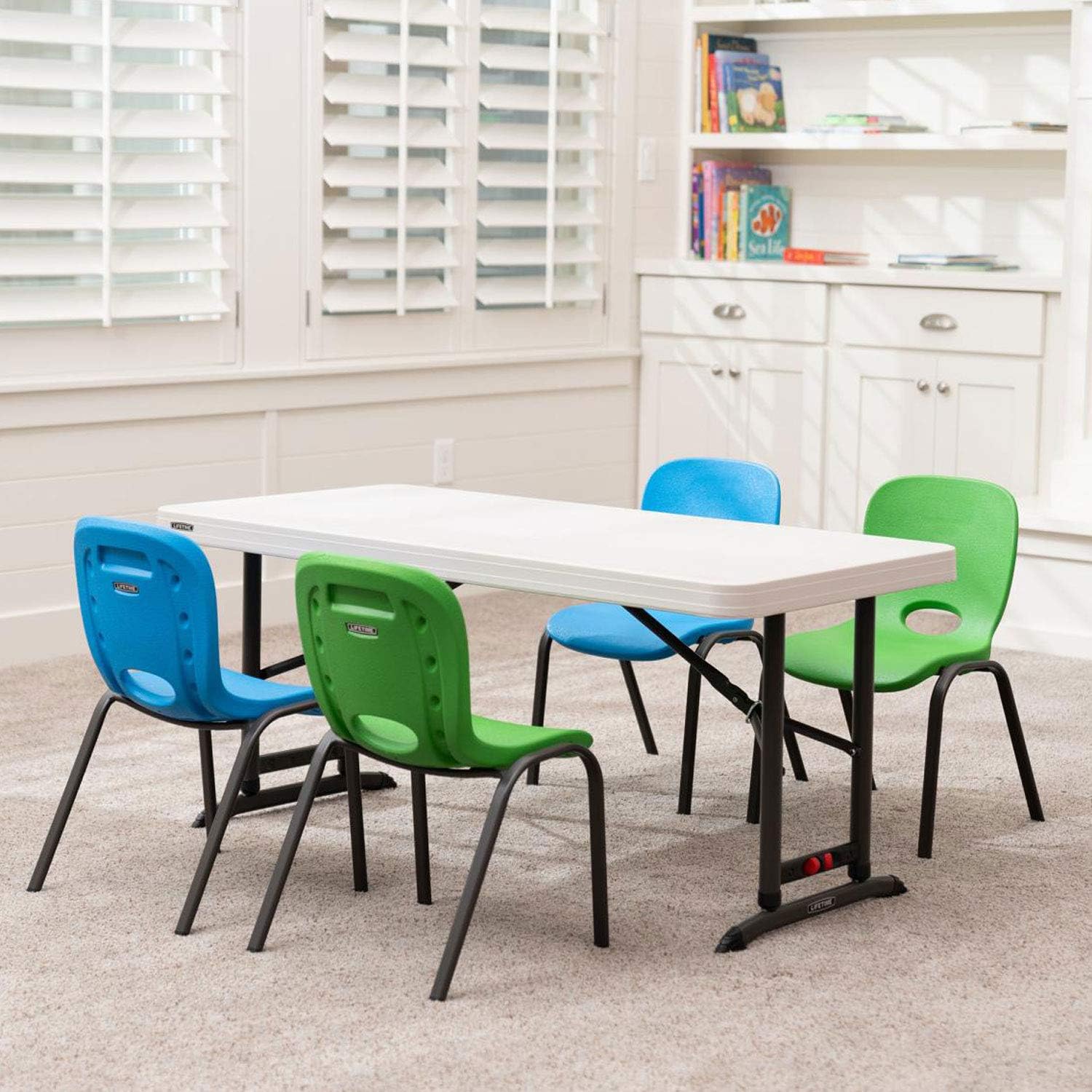 Lifetime 4 Ft. Commercial Adjustable Height Folding Table (Almond)