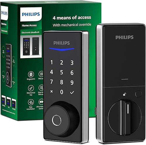 Philips Cerradura inteligente, cerradura de puerta de huellas dactilares, cerradura de puerta de entrada sin llave, genera código único a través de disponible en Yaxa Colombia