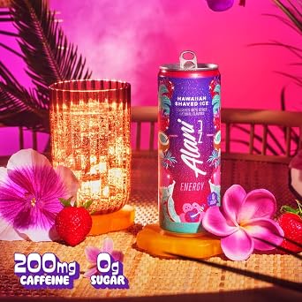 New Alani Energy Drinks Cotton Candy, Pink Slush, Hawaian Shaved ice Variety Pack Sugar-Free, Low-Calorie, Energy Boost Drink 12 fl oz (Pack of 6)