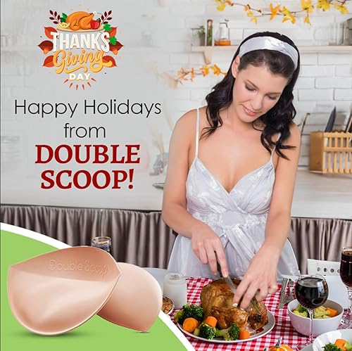 Vista 4 de Double Scoop Insertos de sujetador con paquete adicional de cinta de doble cara, inserciones de almohadillas de brasier push up, almohadillas