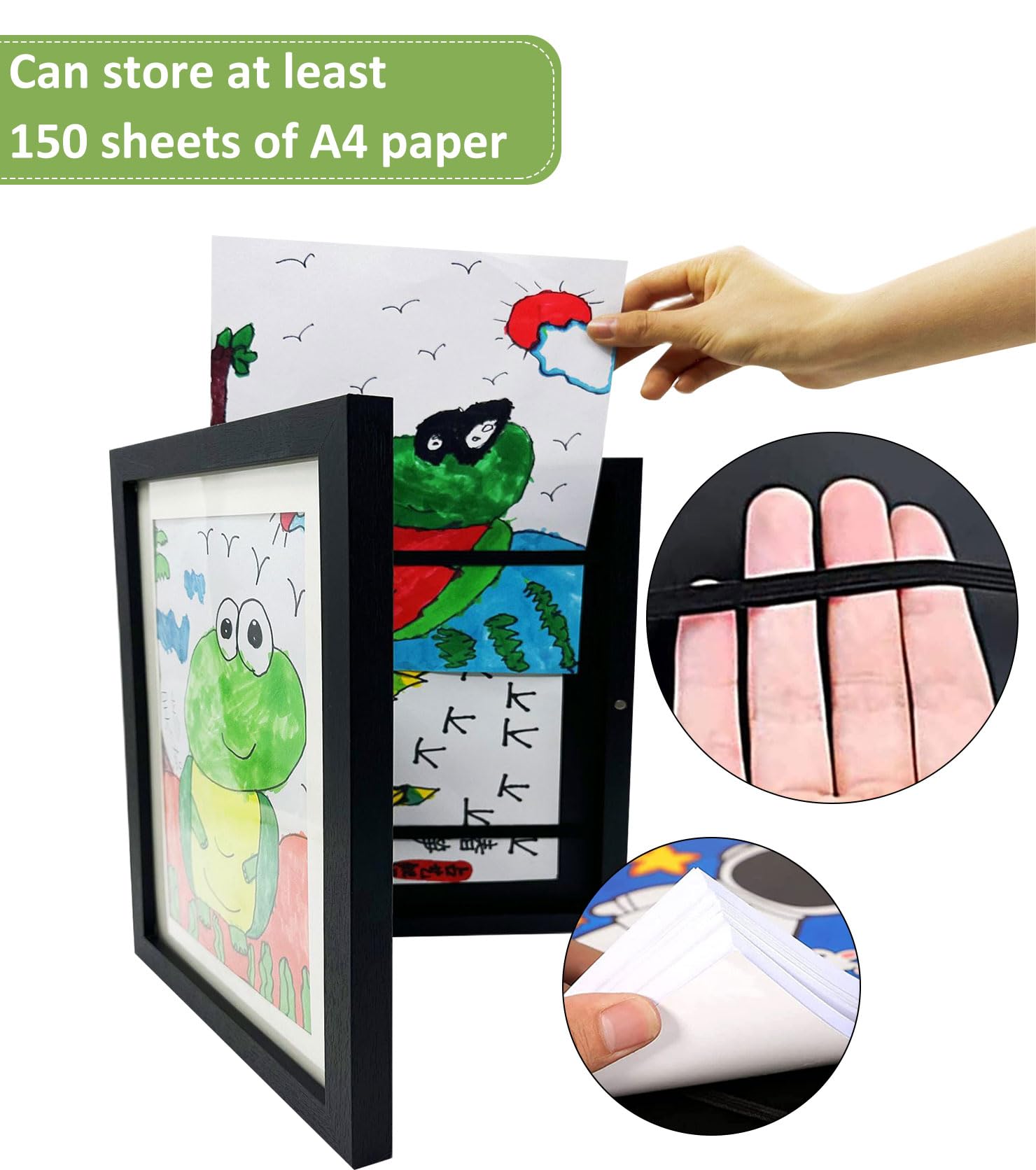 Tesyeux Pack of 2 ArtPhotoFrame for Children A4 Hinged Wooden PictureFrame - Image 4
