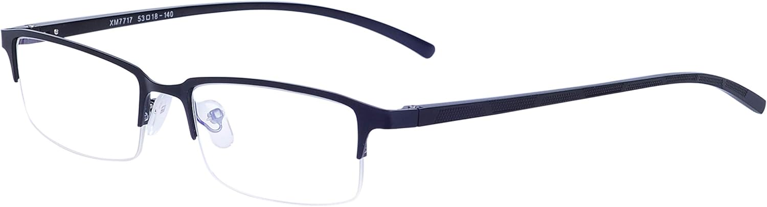 Blue Light Blocking Glasses for Men Vintage Half-Rim Rectangular Metal Eyewear Frame with Clear Transparent Lens UV400 with Case image 2 of 8 B07J9PV87F