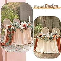 Vista 26 de Showgeous 10 Pack Baby Pink Cheesecloth Table Runner 10FT Long Semi-Sheer Gauze Table Runner Boho or Rustic Wedding Decor for Wedding Decor Arch