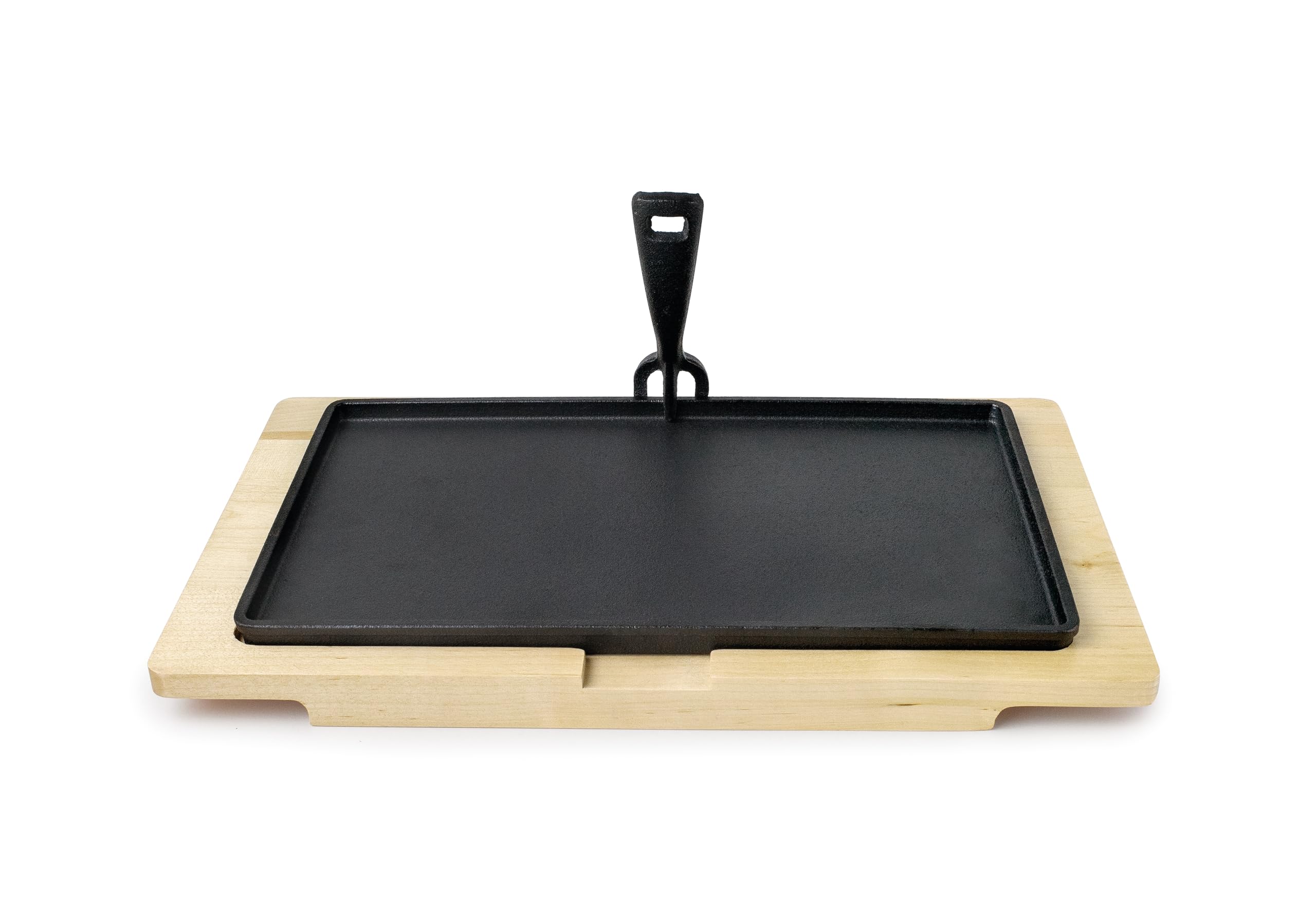 Assiette en Fonte Rectangulaire 34 x 20 cm avec Base en Bois de Hêtre - IBILI