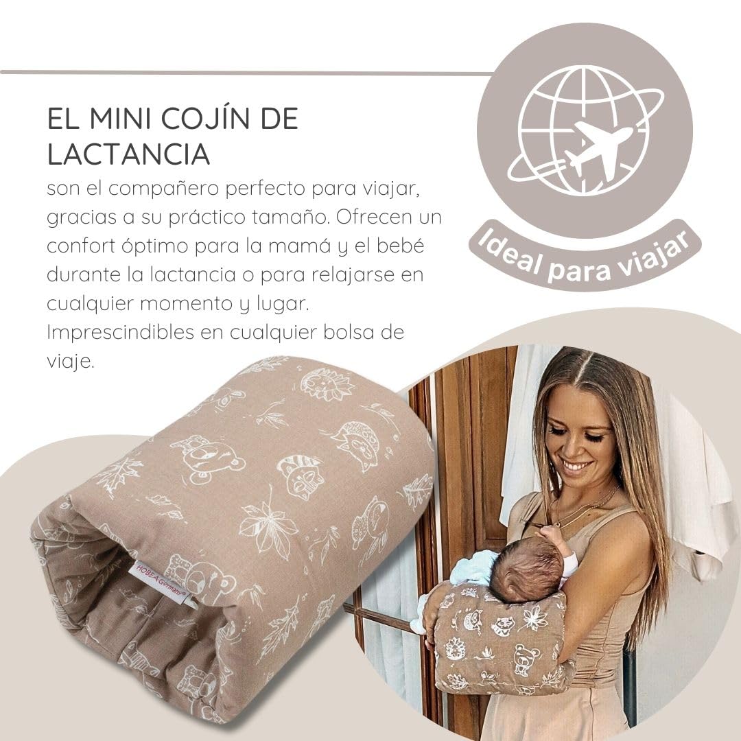 HOBEA-Germany Mini Almohada de Lactancia pequeña Almohada de Lactancia de Viaje en Diferentes diseños (Bosque mágico Gris)
