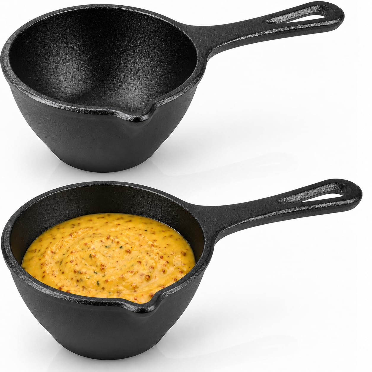 2 Pcs Small Cast Iron Sauce Pot, 380 ml Mini Cast Iron Basting Pan
