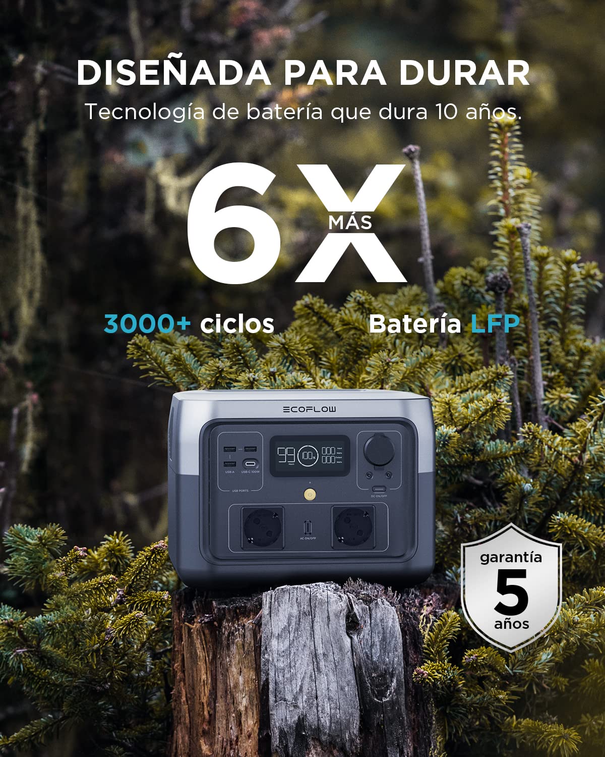 Estación de energía portátil EF ECOFLOW RIVER 2 MAX, batería LiFeP04 de 512 Wh, carga rápida en 1 hora, hasta 1000 W de potencia, generador solar para acampadas al aire libre/caravanas