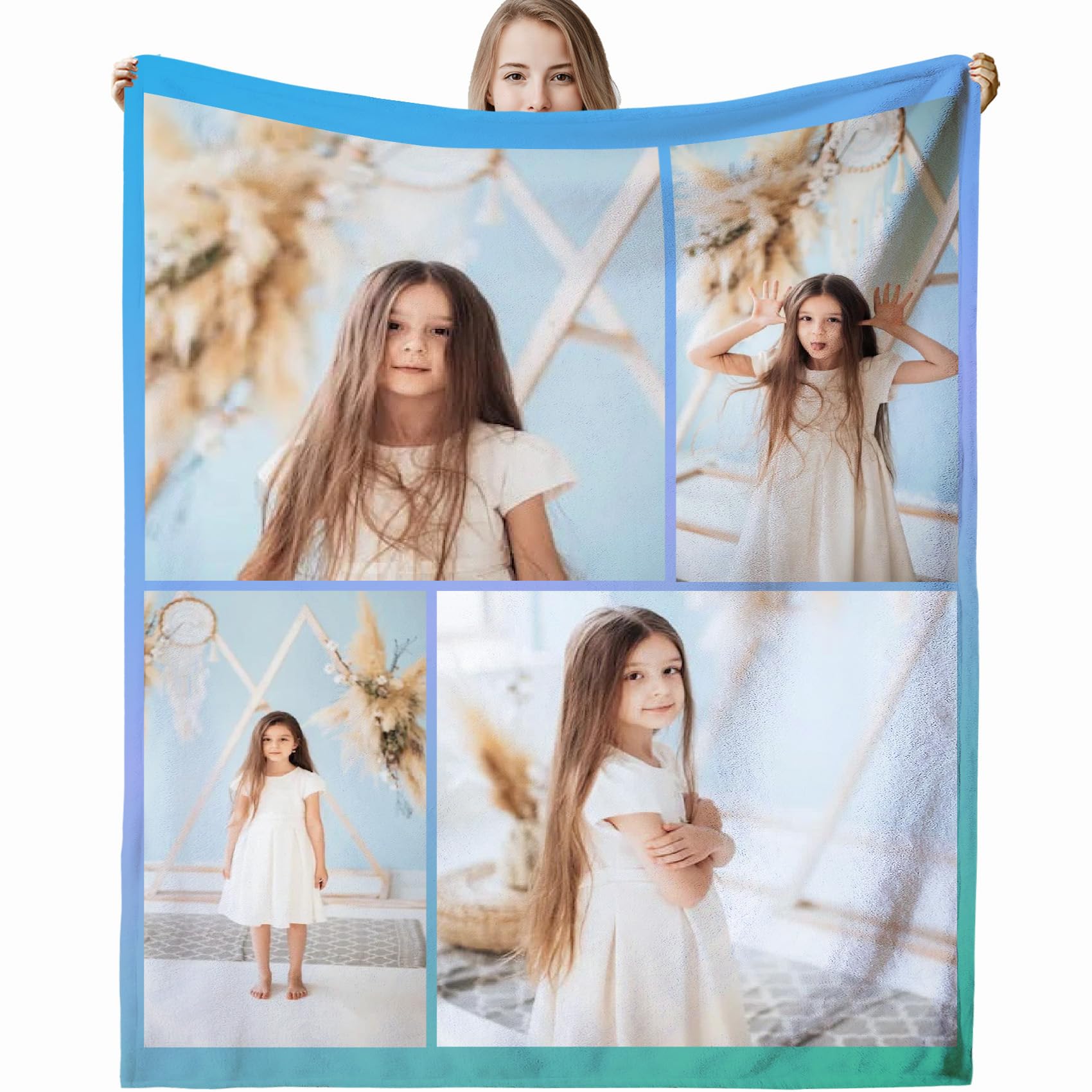 Personalised Blanket for Adults, Custom Photo Blanket Personalised for Adults Kids with Pictures Customized Gifts for Family Kids Pet Friends Birthday Mum, Dad, Boyfriend, Girlfriend