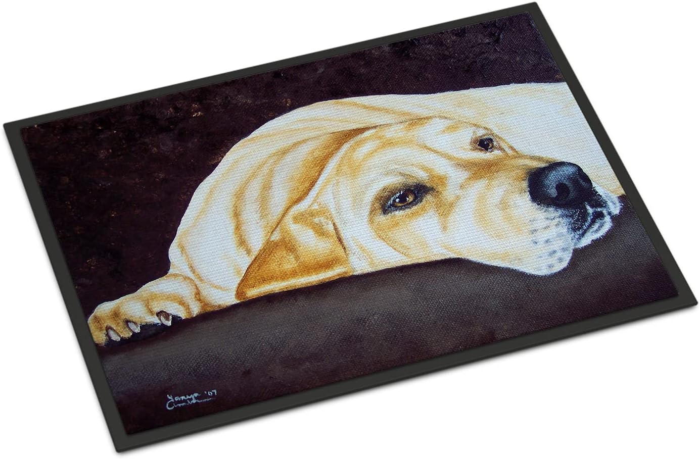 Caroline's Treasures AMB1072JMAT Naptime Yellow Labrador Doormat 24x36 Front Door Mat Indoor Outdoor Rugs for Entryway, Non Slip Washable Low Pile, 24H X 36W