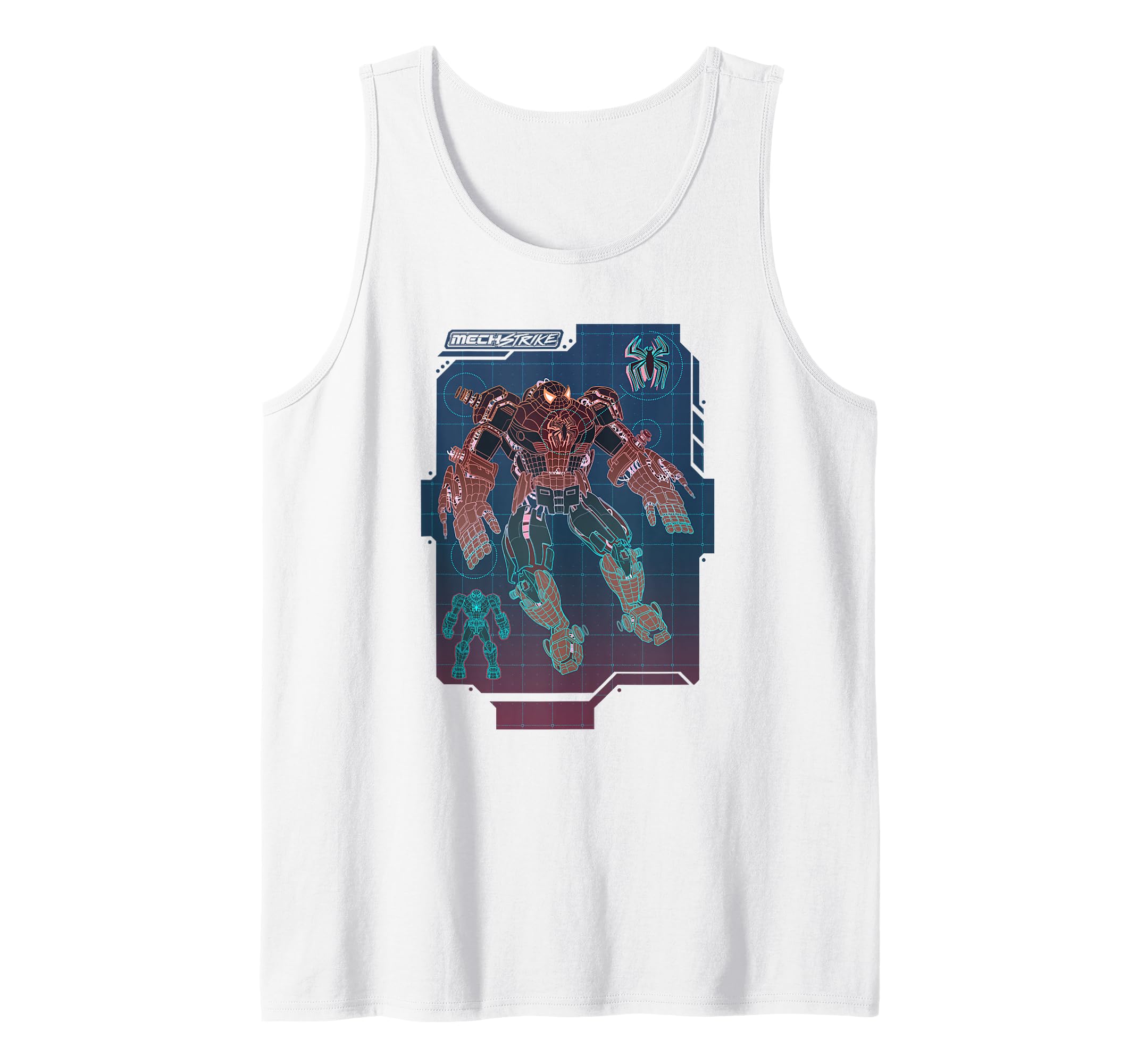 Marvel Avengers Mech Strike Spider-Man Mech Grid Schematic Tank Top
