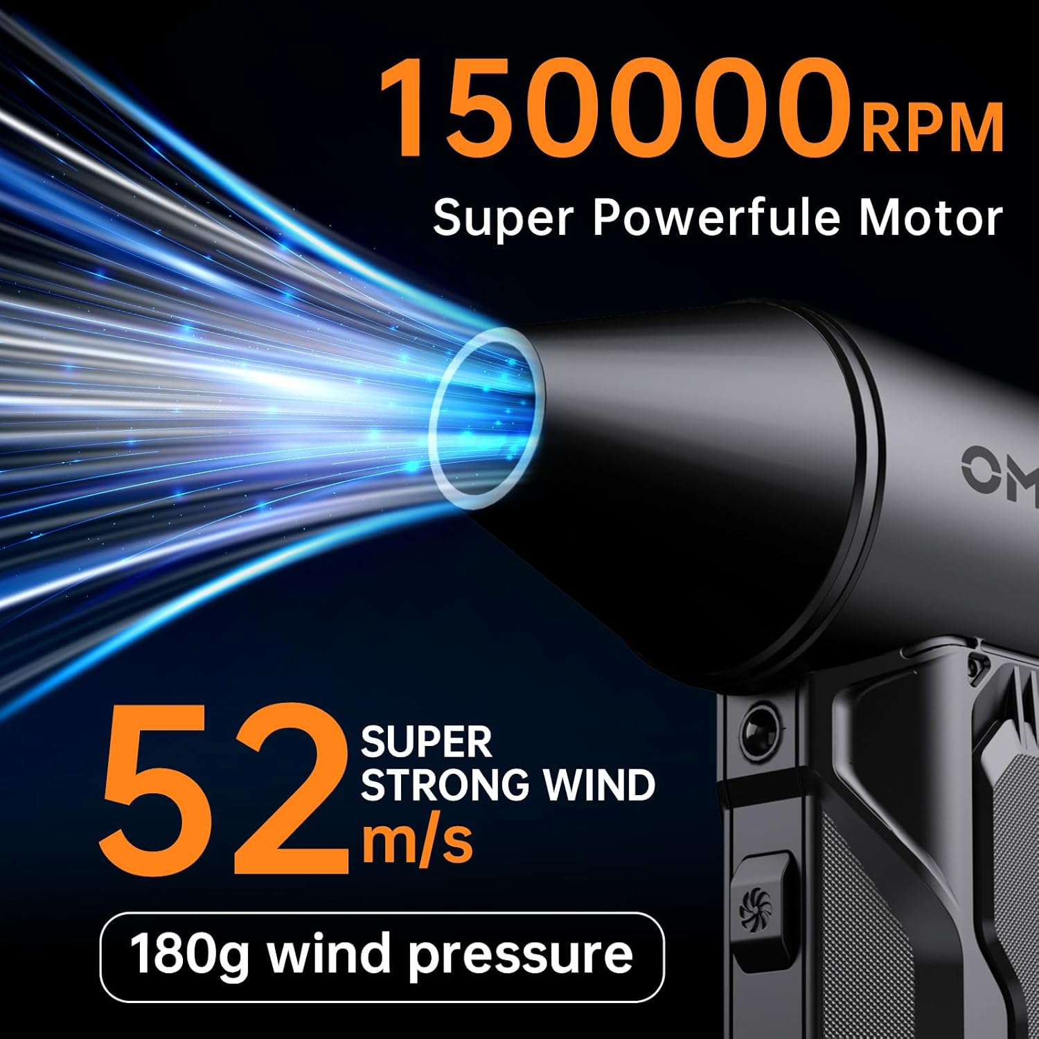 Compressed Air Duster, 150000RPM Electric Air Duster with 3 Gear Speed Adjustable, Rechargeable Cordless Dust Cleaner with Brush/Lighting for Keyboard, PC, Car, Outdoor, Air Bed