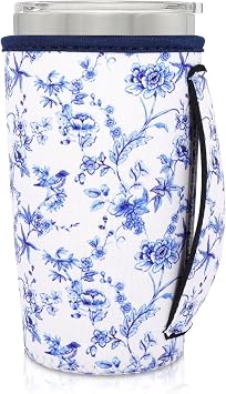 Cup Holder with Handle, 20oz-24oz Tumbler Cups, Abstract Floral China