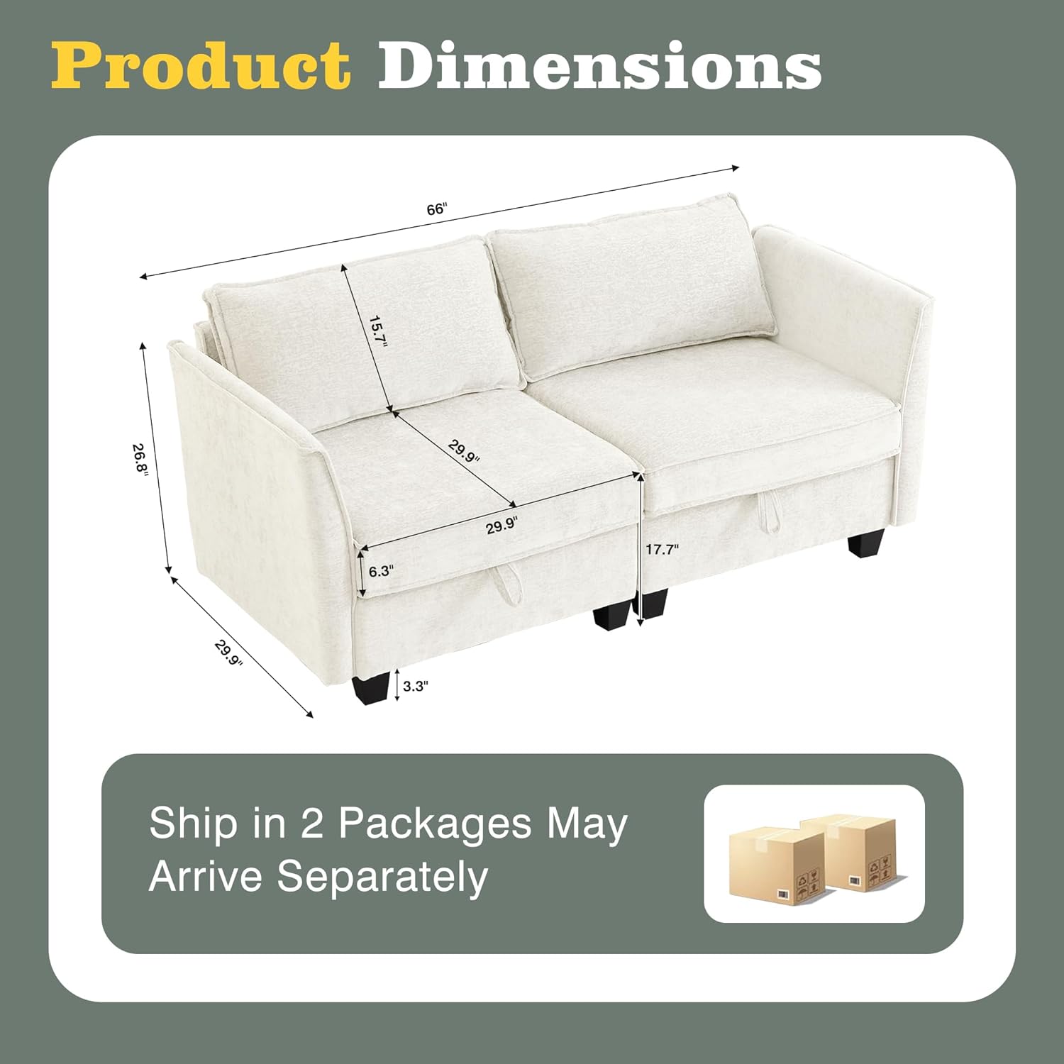 Small Sectional Couch with Storage, Modular Sectional Loveseat Sofa Cama Moderno Sets for Home Living Room, Mini Lounge Sofa Couch Sectional for Bedroom, Office - Cloud Couch/Beige Couch