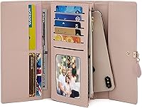 Vista 149 de UTO - Cartera pequeña RFID de piel sintética con dije de hoja, cierre de cremallera y tarjetero.