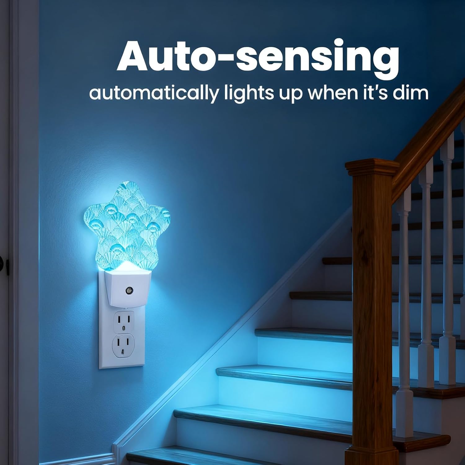 Night Light Plug-in into Wall Dusk to Dawn Smart Sensor White Led Nightlight for Bedroom Bathroom Kitchen Hallway Stairs Energy Efficient Decor Desk Lamp Beach Decor