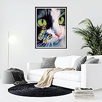 Vista 4 de Bimkole Kit de pintura de gato por números, pintura al óleo sobre lienzo, pintura acrílica para principiantes, pintura para dibujo con pinceles