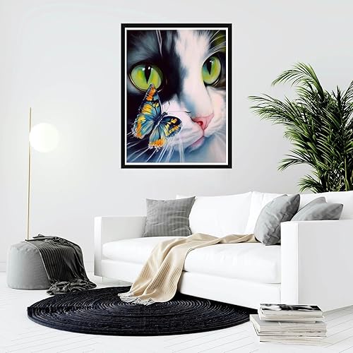 Miniatura 4 de Bimkole Kit de pintura de gato por números, pintura al óleo sobre lienzo, pintura acrílica para principiantes, pintura para dibujo con pinceles,