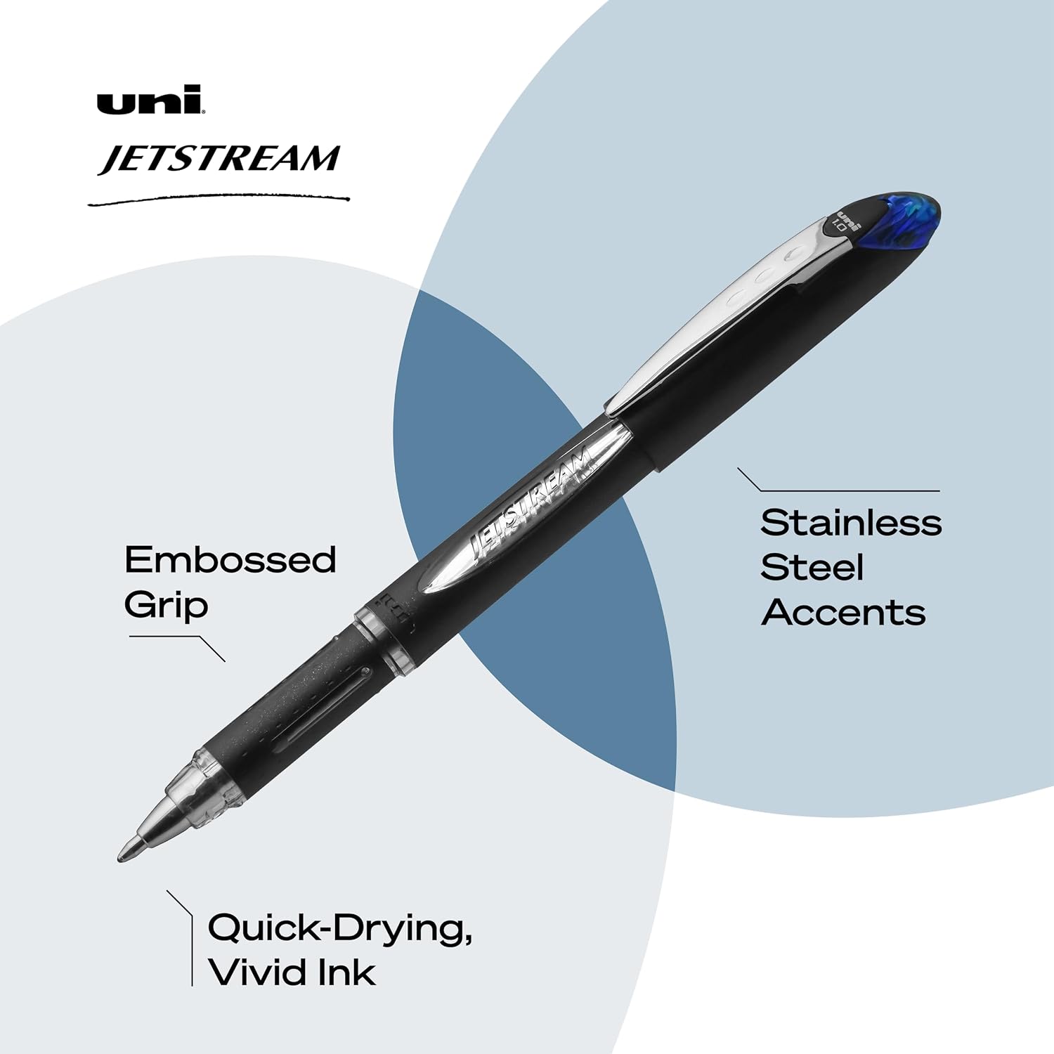 uni-ball Jetstream Ballpoint Pens, Bold Point (1.0mm), Blue, 12 Count