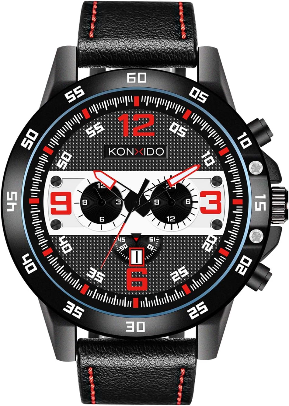 Waterproof Fashion Series Men’s Quartz Calendar Watch with Assorted Color Dial Analogue Display and Genuine Leather Strap - Fashion Design Dress Watch with Stainless Steel case