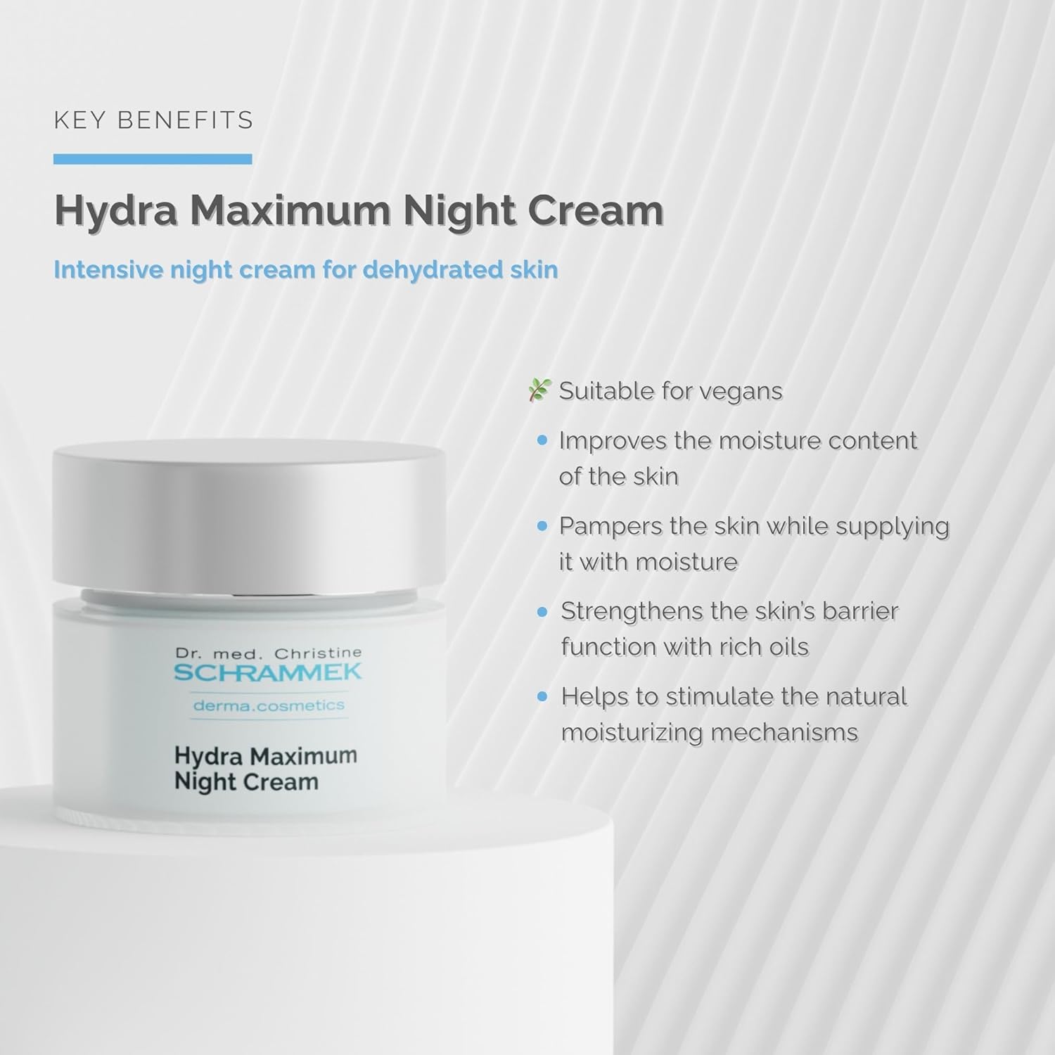 Hydra Maximum Night Cream (1.7 fl oz) - Intensive Night Cream for Dehydrated Skin - Provides Moisture Overnight - Hyaluronic Acid, Vitamin E - Face Moisturizer - Face Cream - Skin Care - Dr. Schrammek