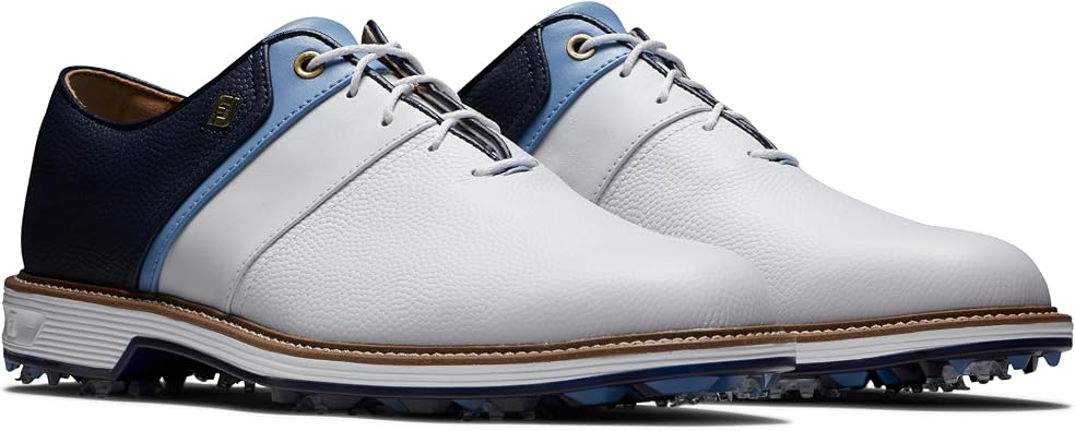 FootJoy Men's Premier Series - Packard Previous Season Style Golf Shoe, White/Light Blue/Navy, 8.5