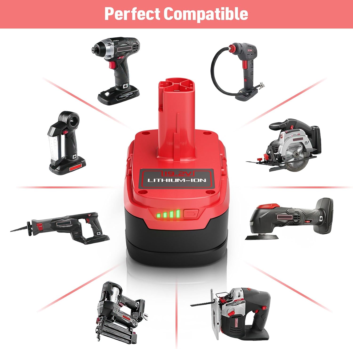 2Pack 19.2V 7.0Ah Replacement Battery and Charger Kit for Craftsman 19.2V Battery C3 1323903 130279005 130211004 11045 315.115410 with19.2 Volt Battery Charger