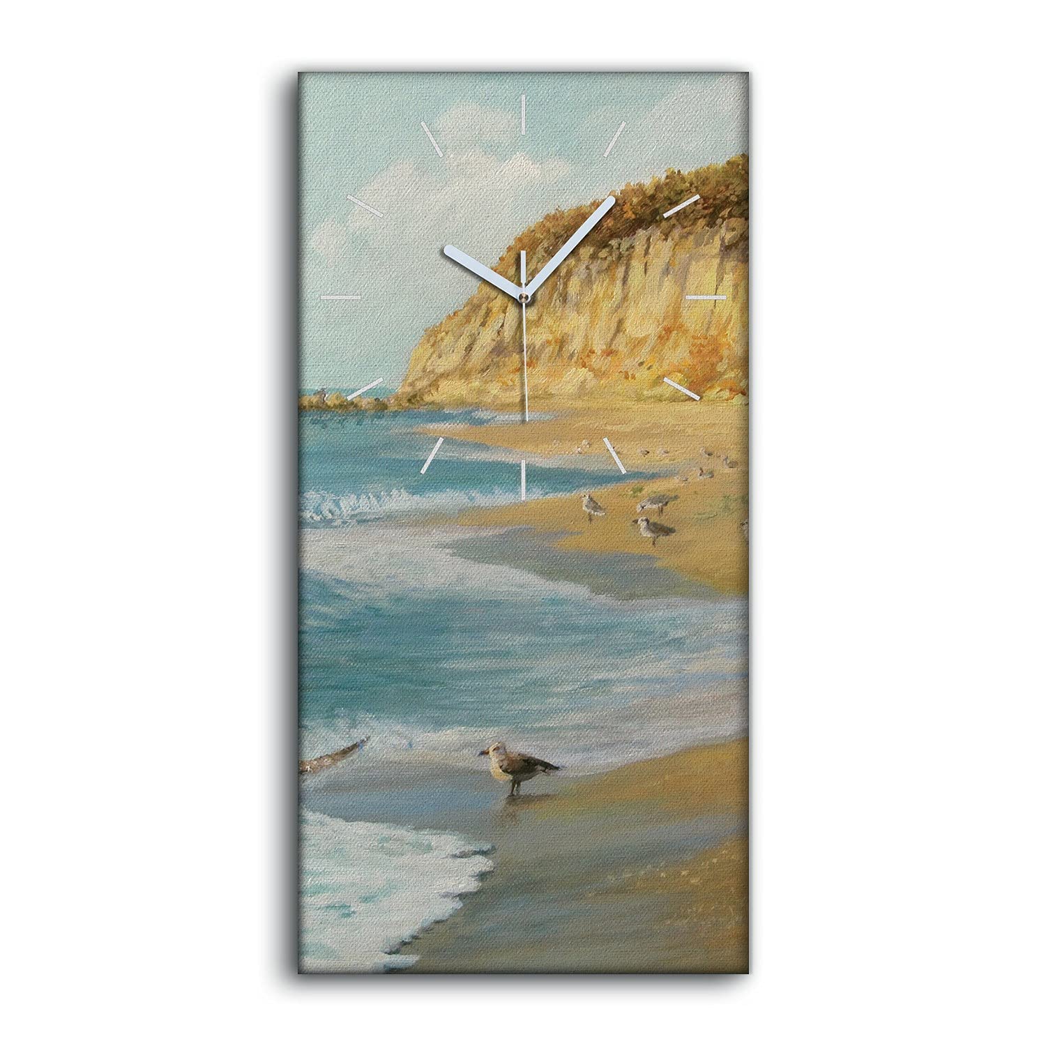Horloge d'art moderne sur toile 30x60cm décor design mains blanches