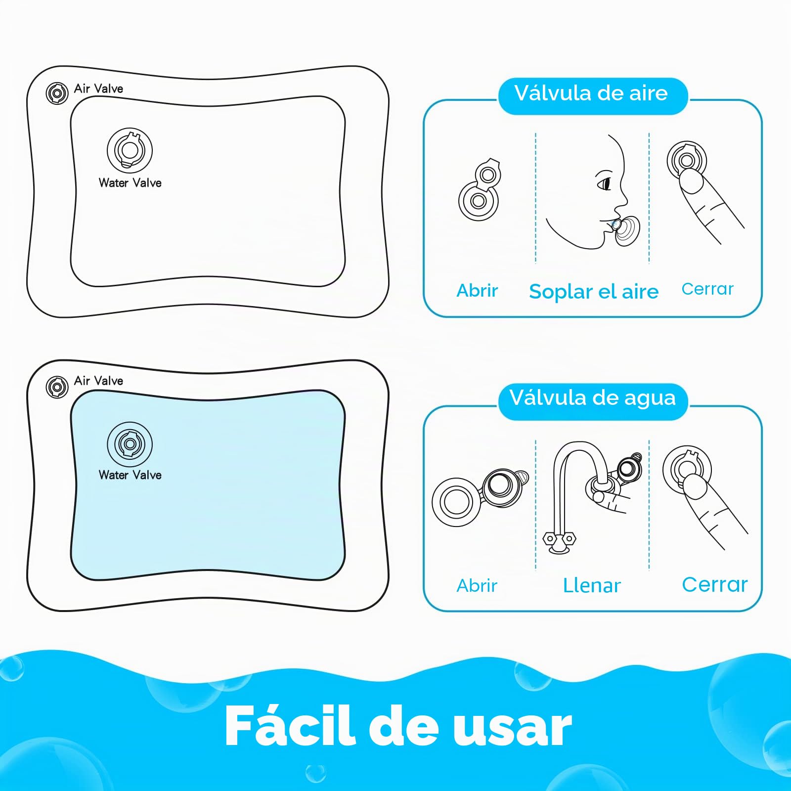 Yeeeasy Alfombrilla de agua para el tiempo de barriga, inflable para bebés, bebés y niños pequeños de 3 a 12 meses, promueve el desarrollo, juguetes para regalos para bebés