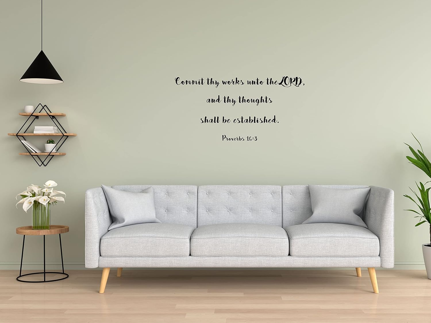 Proverbs 16:3 Christian KJV Wall Decal Sticker - Commit Thy Works Unto The Lord Scripture - Proverbs Wall Decal - Religious Wall Decal - Bible Verse Bedroom Wall Vinyl - Living Room Wall Quote Decor