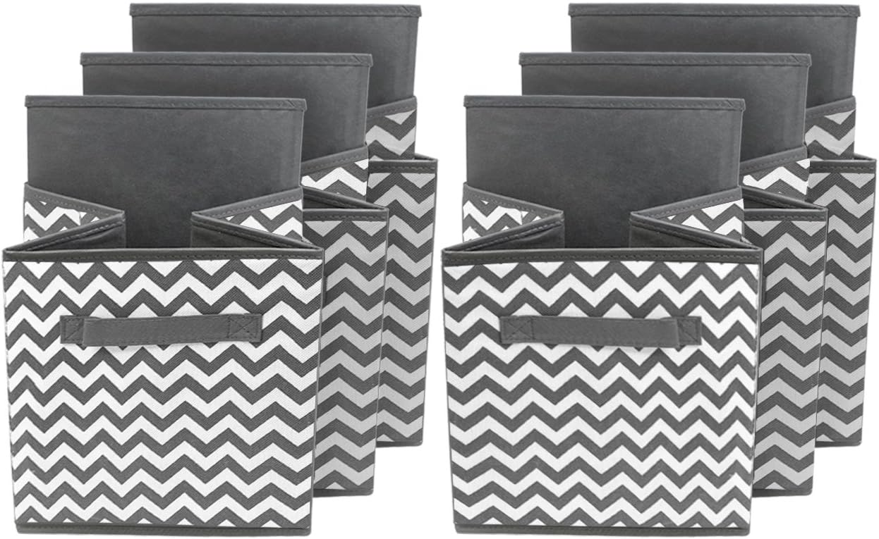 Sorbus® Foldable Storage Cube Basket Bin, 6 Pack,Chevron Pattern (Gray)