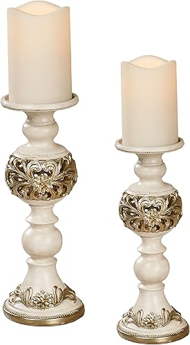 Abimbola - Juego de 2 portavelas color marfil